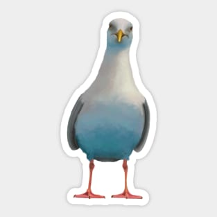 Quirky curious seagull. Chip hungry seagull. Ocean bird illustration. Seabird artwork. Sticker